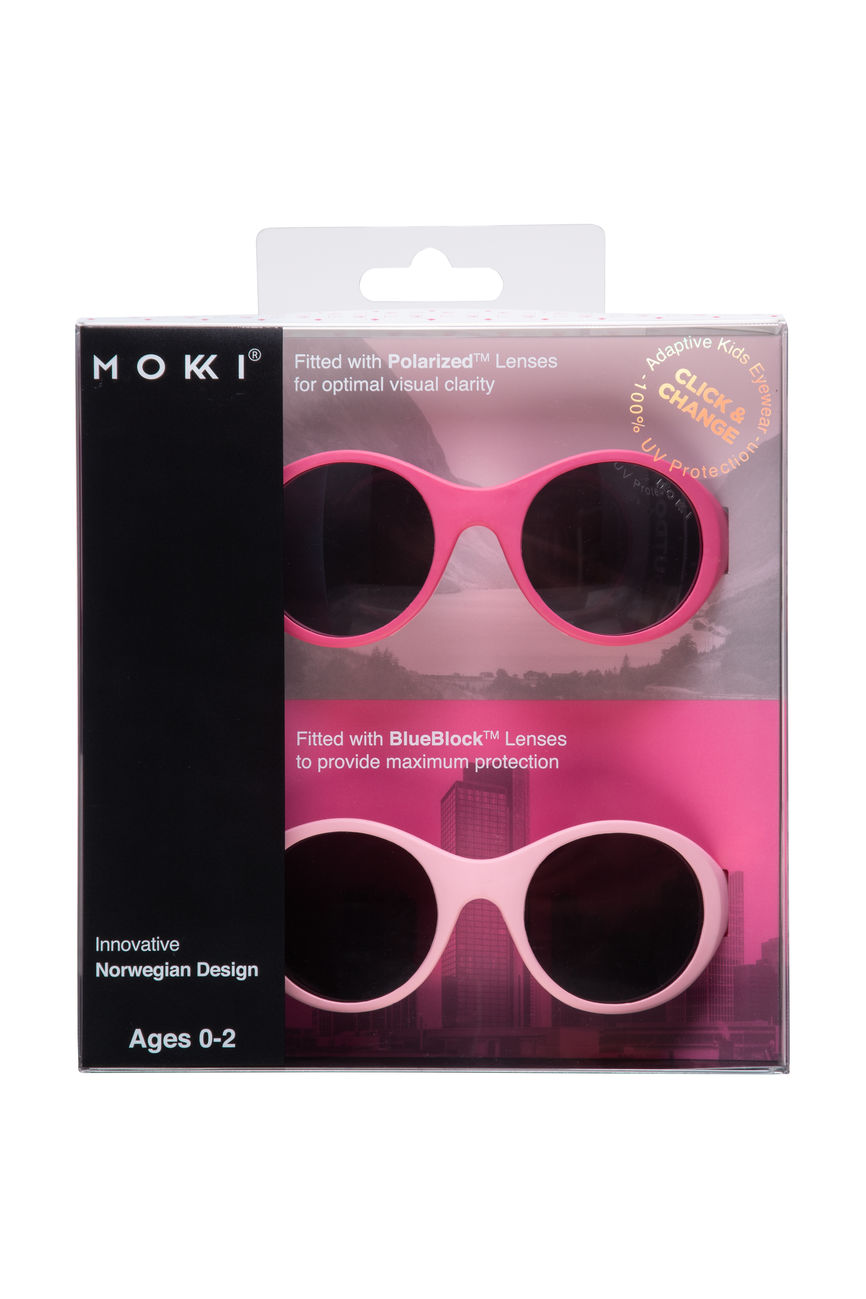 Mokki Click & Change solbrille til baby og barn 0-2 år rosa