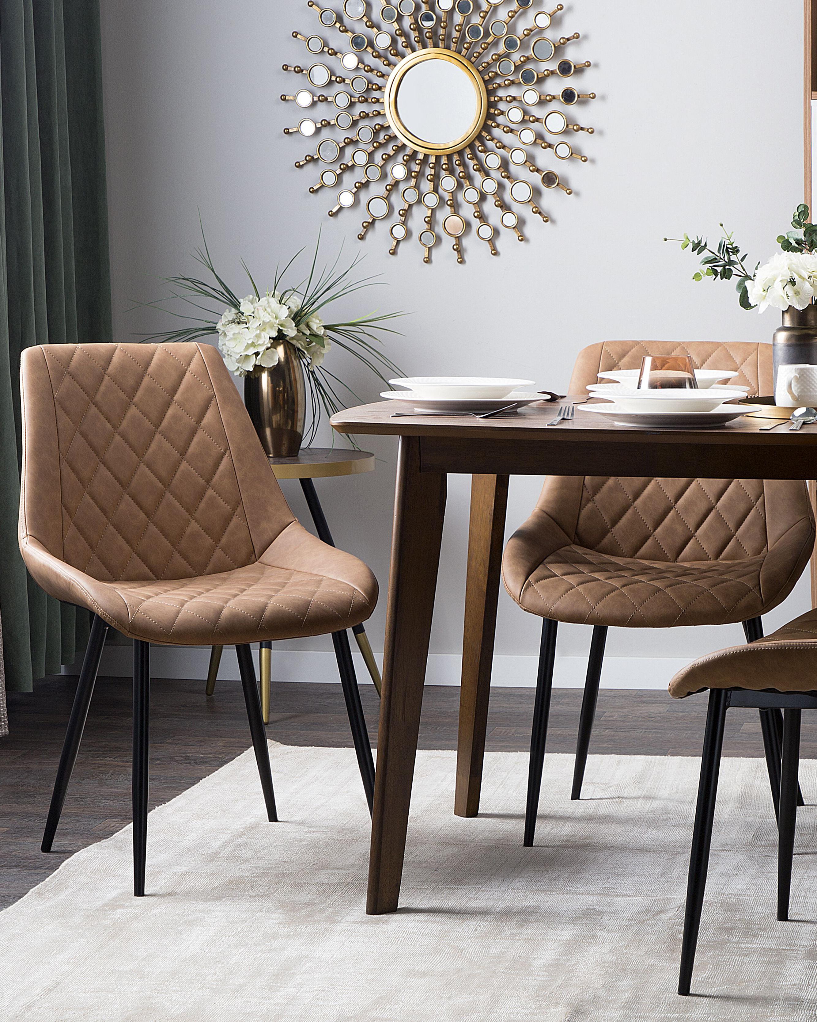 Set van 2 eetkamerstoelen MARIBEL Kunstleer Goudbruin