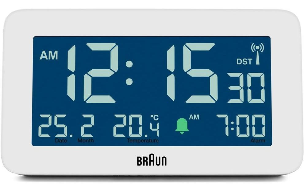 Digitalwecker BC10W-DCF WeissDigitaler Wecker mit Funksteuerung, Temperaturanzeige und Schlummerfunktion