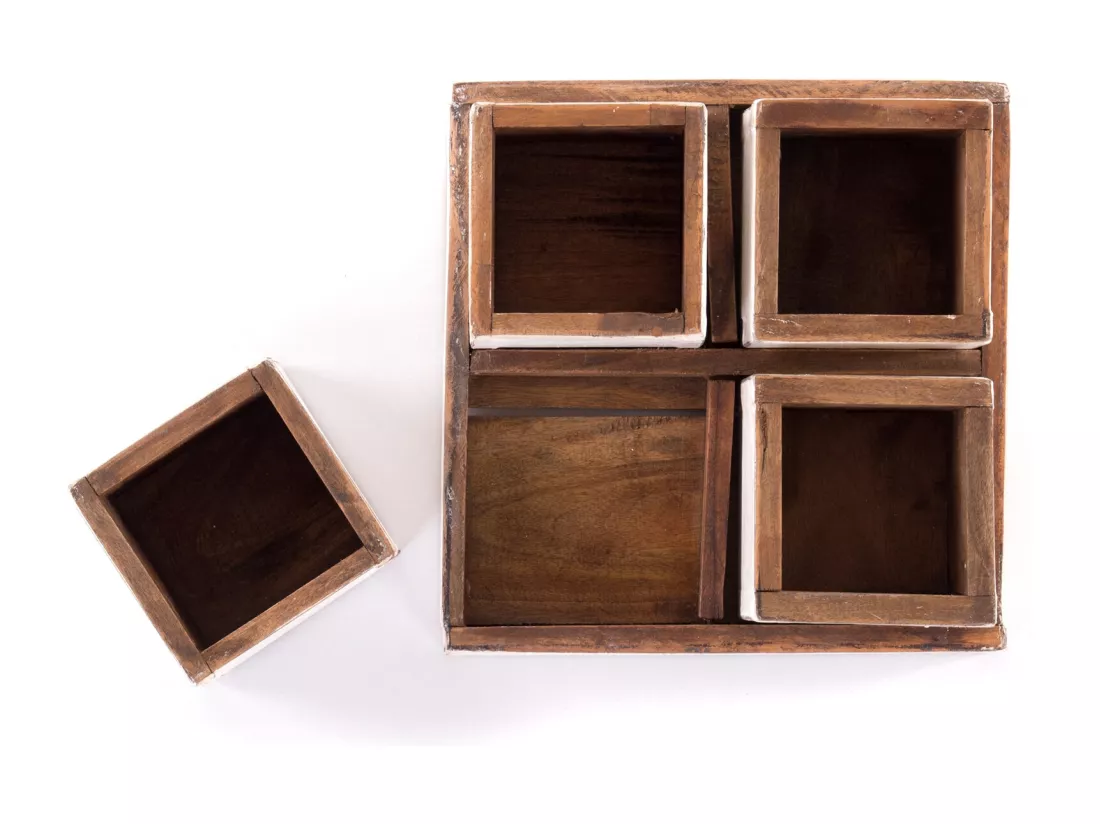 ENSEMBLE DE CAISSES Cubo 5 pièces. Bois massif 06 weiß-landhaus