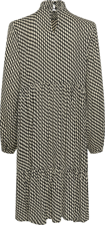 Kaffe KAamber Smock Dress Printed Black_white wavy print
