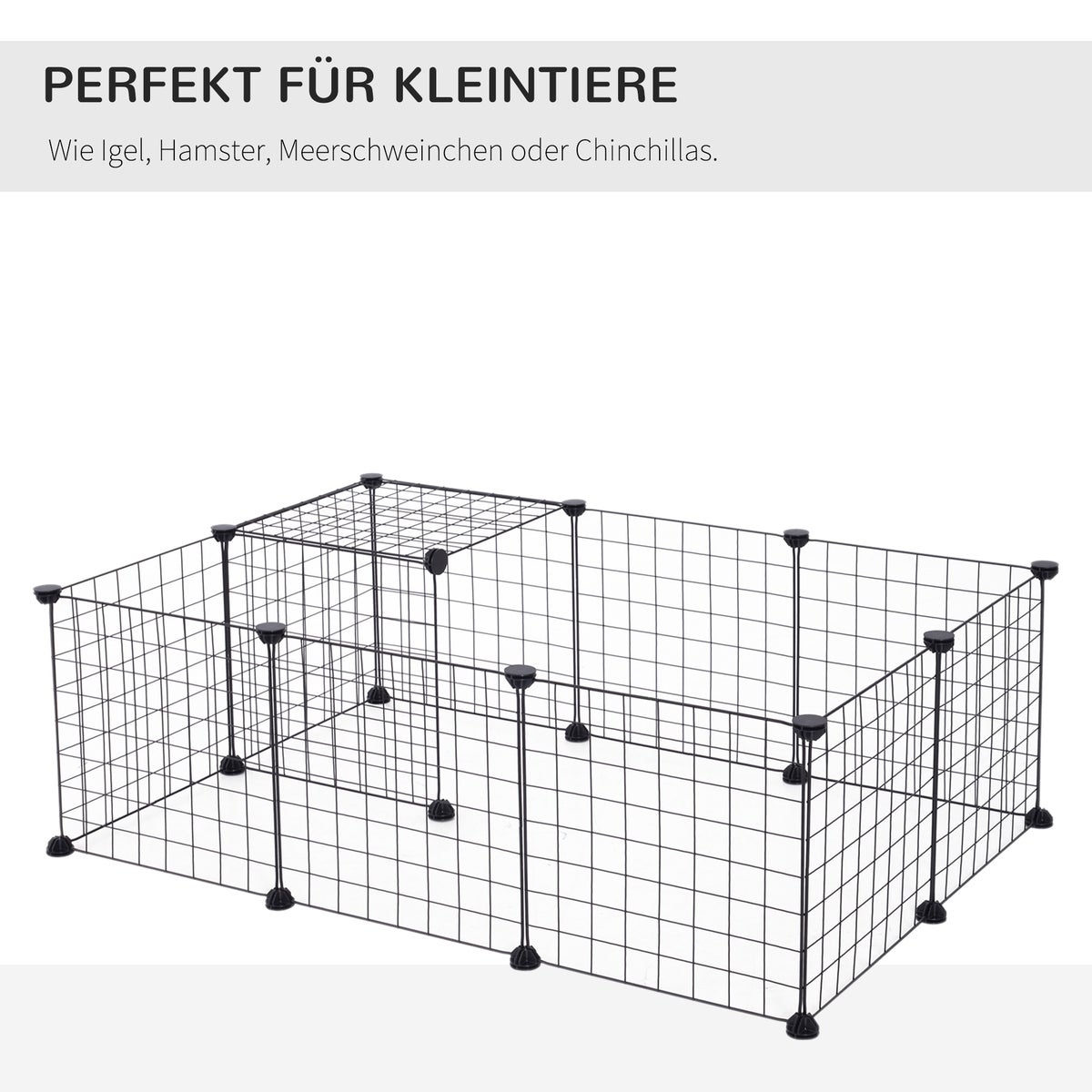 PawHut gaasomheining, buitenren, 106 x 73 x 36 cm, metaal, zwart