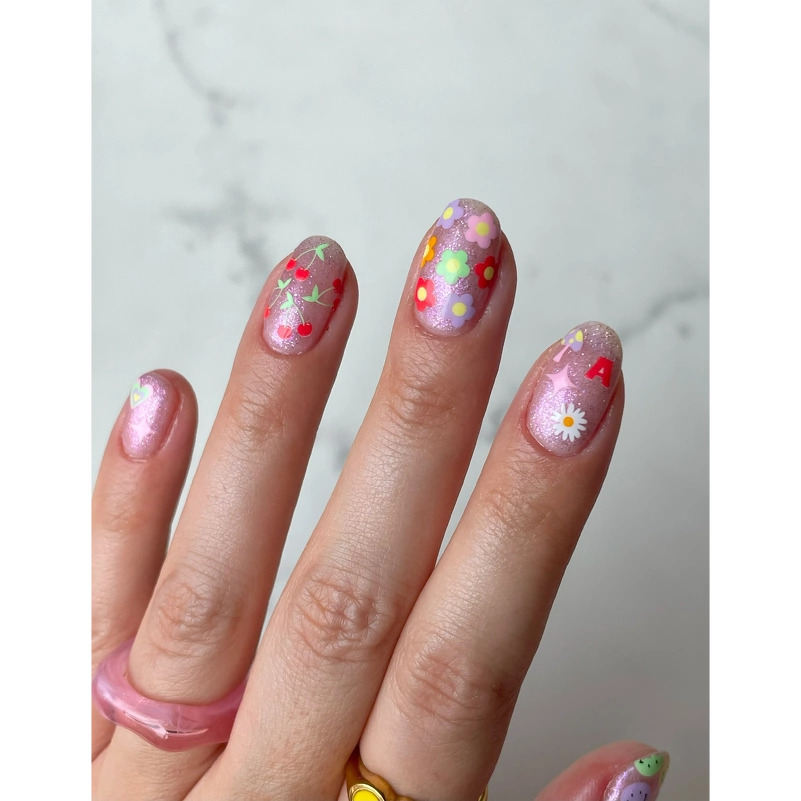 Le Mini Macaron Mini Nail Art Stickers - Flower Power