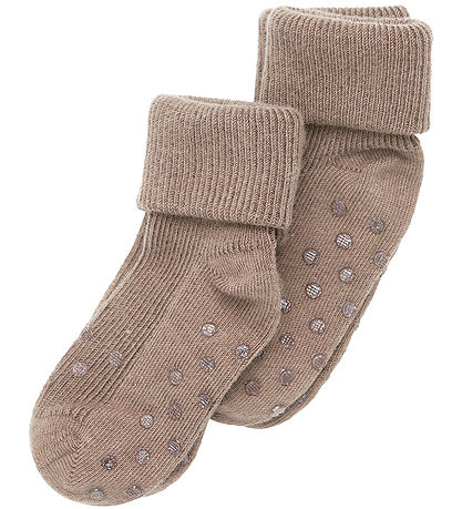 Minymo Strømper - Rib - 2-pak - Sølver Mink Melange