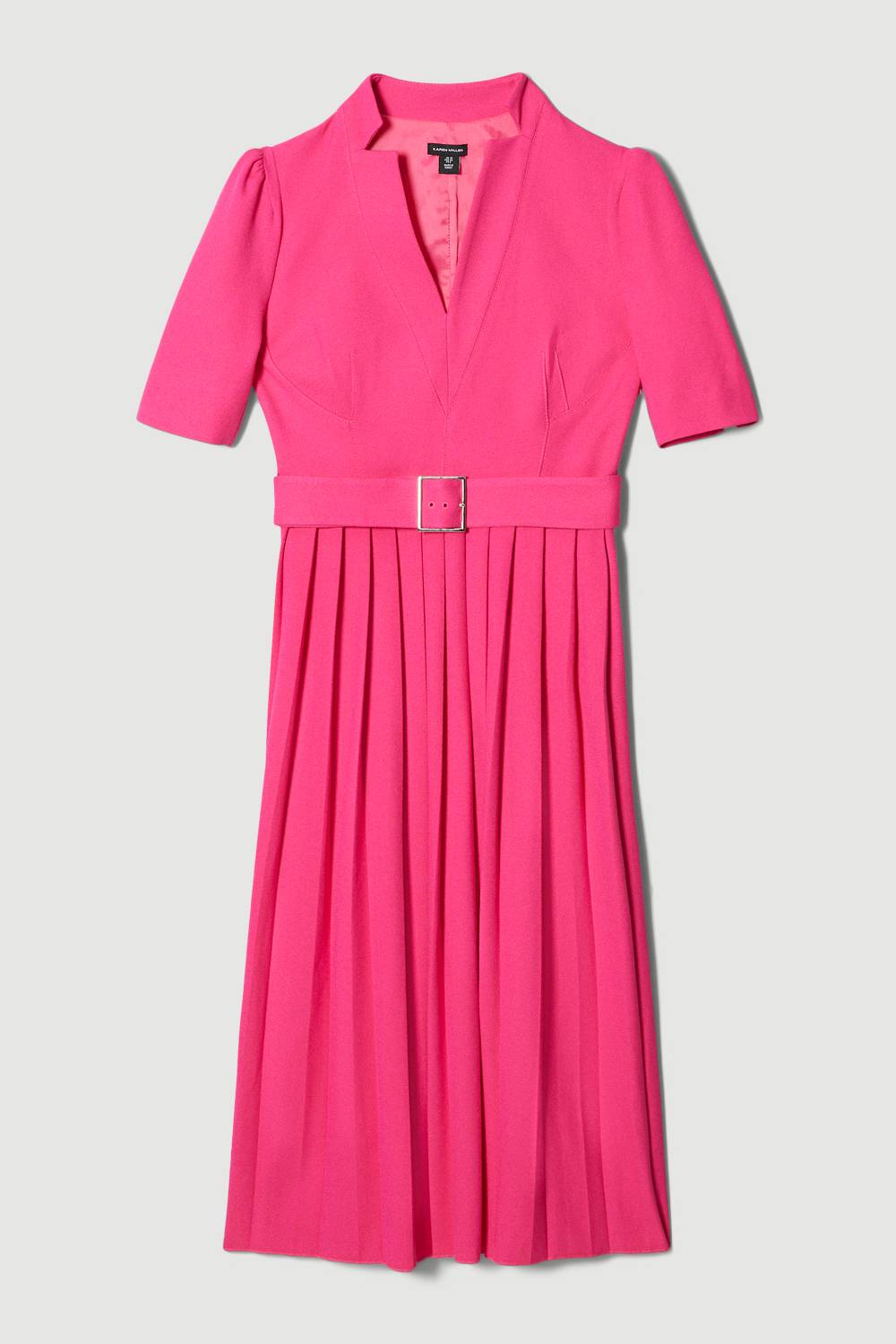 KarenMillen Robe midi ceinturée en crêpe structurée à plis perpétuels