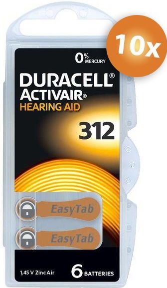 Duracell - Type 312 - Knoopcellen - 10 x 6 stuks