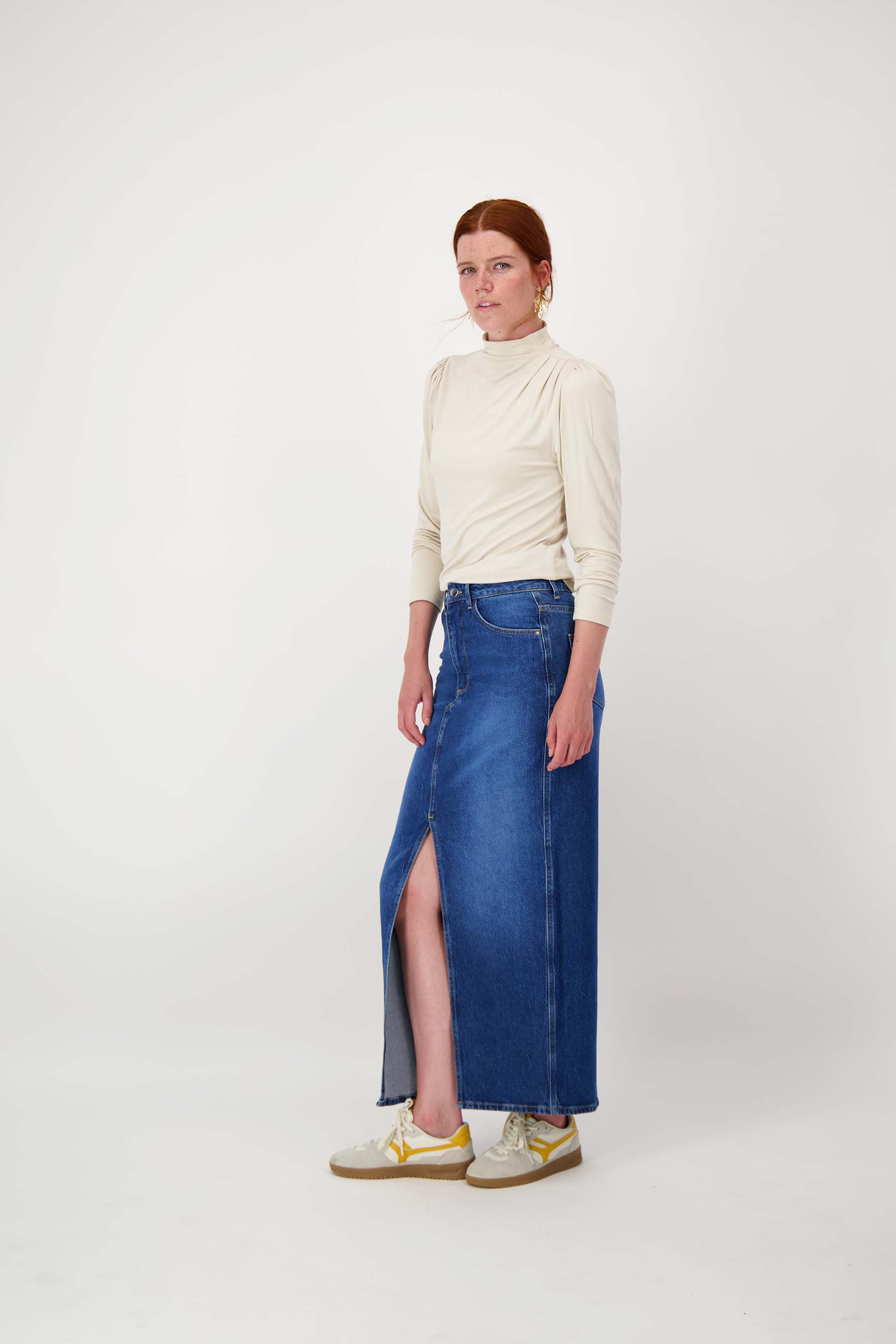lange denim stretch rok