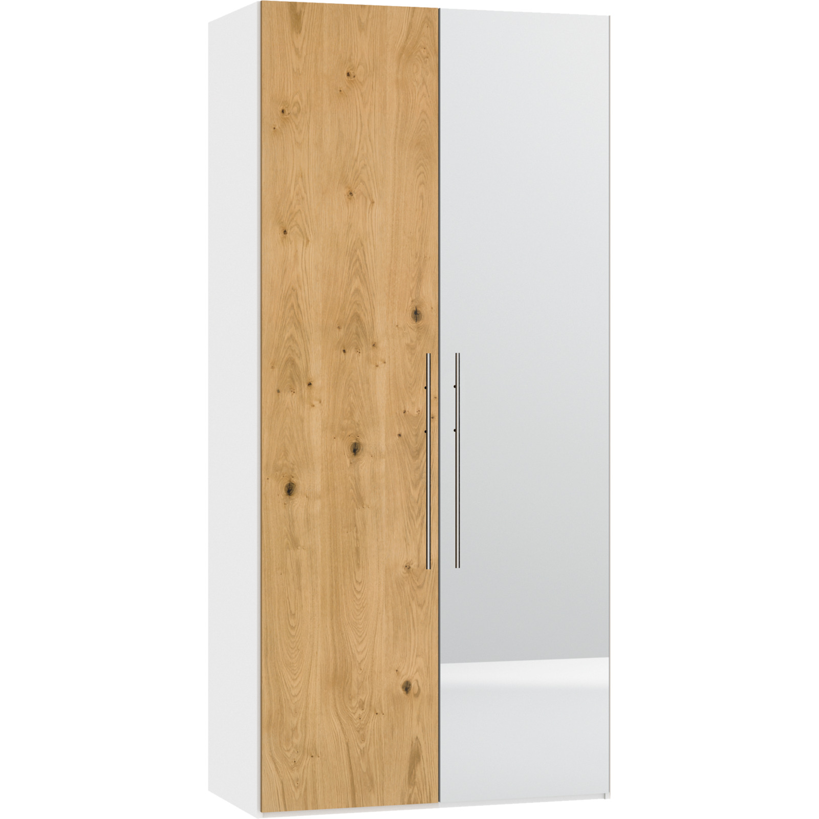 Schrank Schweizer 201 Eiche Furnier weiss, mit Spiegel