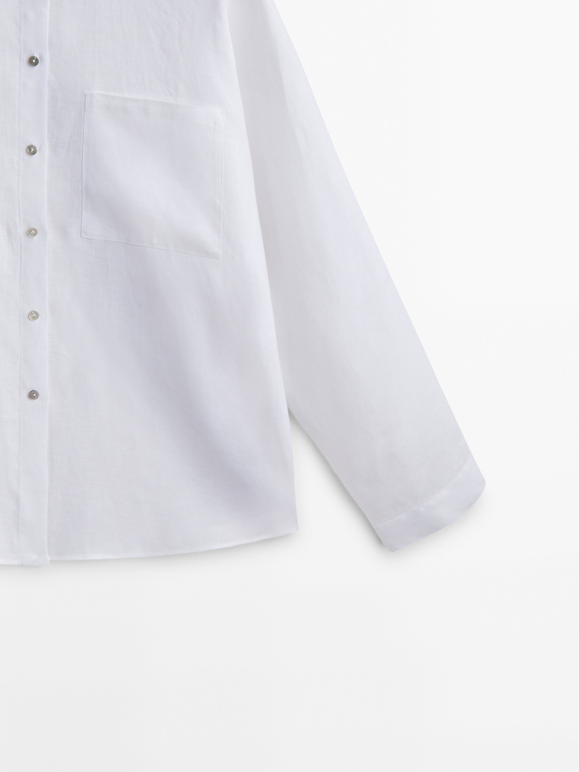 Camisa 100% linho com bolsos - BRANCA