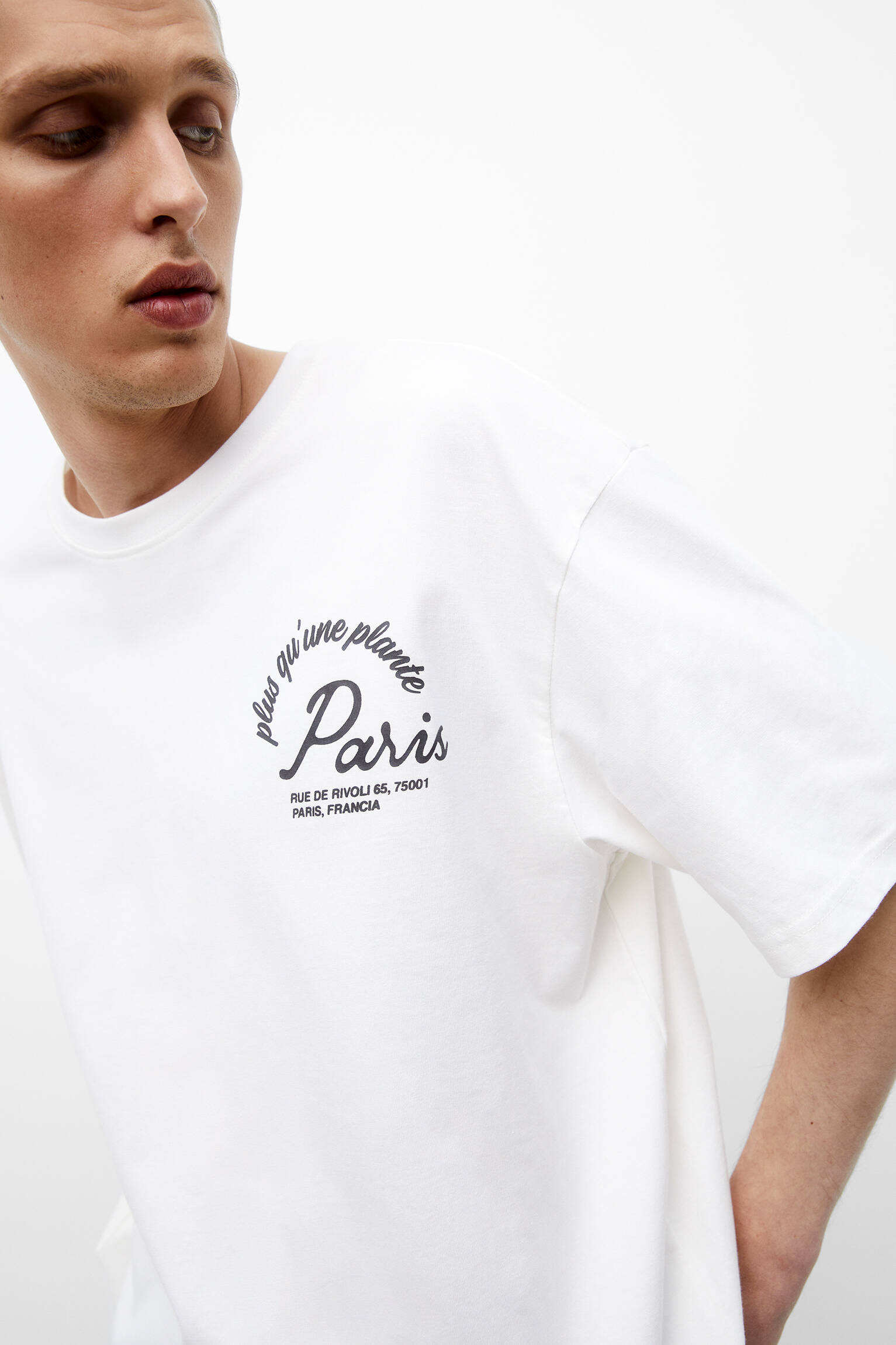 CAMISETA DE MANGA CURTA COM ESTAMPA PARIS - OFF WHITE