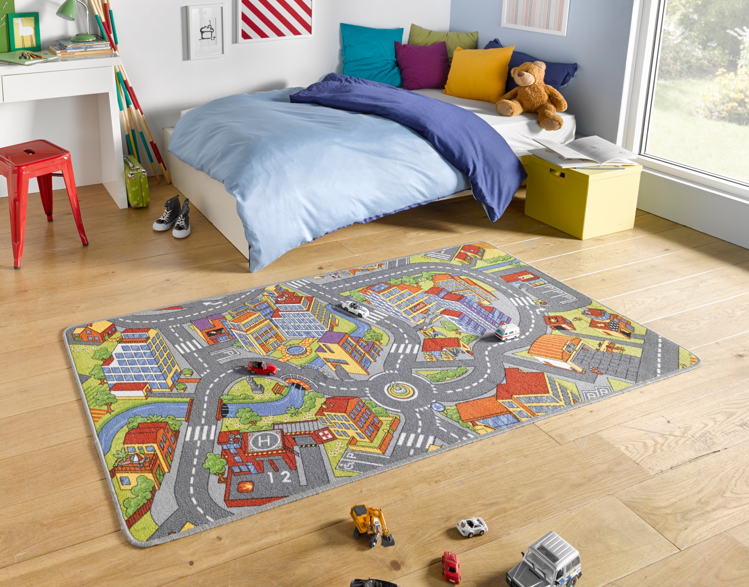HANSE Home Kinderteppich »Smart City« rechteckig 0,65 mm Höhe Kurzflor, Kinderteppich, Rutschfest, Spielteppich, Kinderzimmer