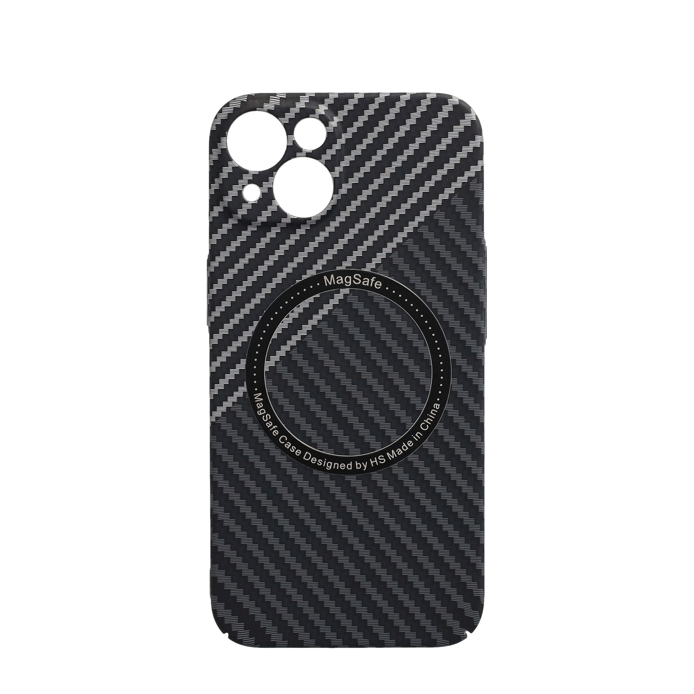 iPhone 13 MagSafe Hardcase Hülle im Carbon Look - Schwarz / Silber