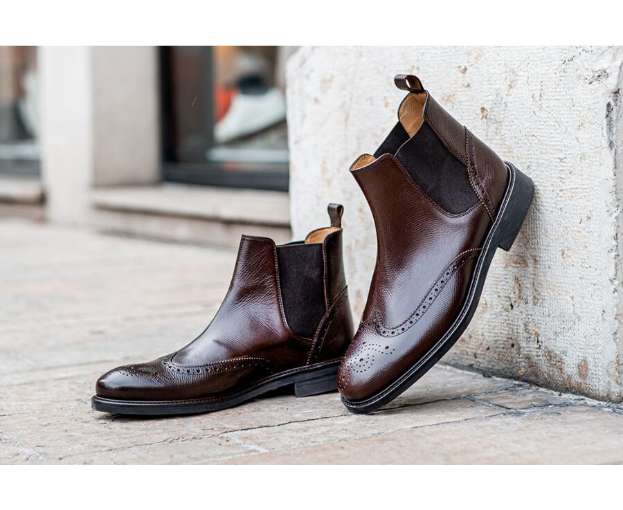 Boots cuir homme Chocolat grainé - ATWORTH GOMME CITY
