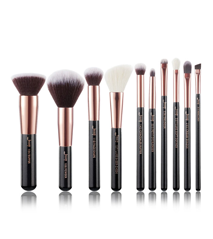 Jessup Beauty - Conjunto de pincéis de 10 peças - T156: Black/Rose Gold