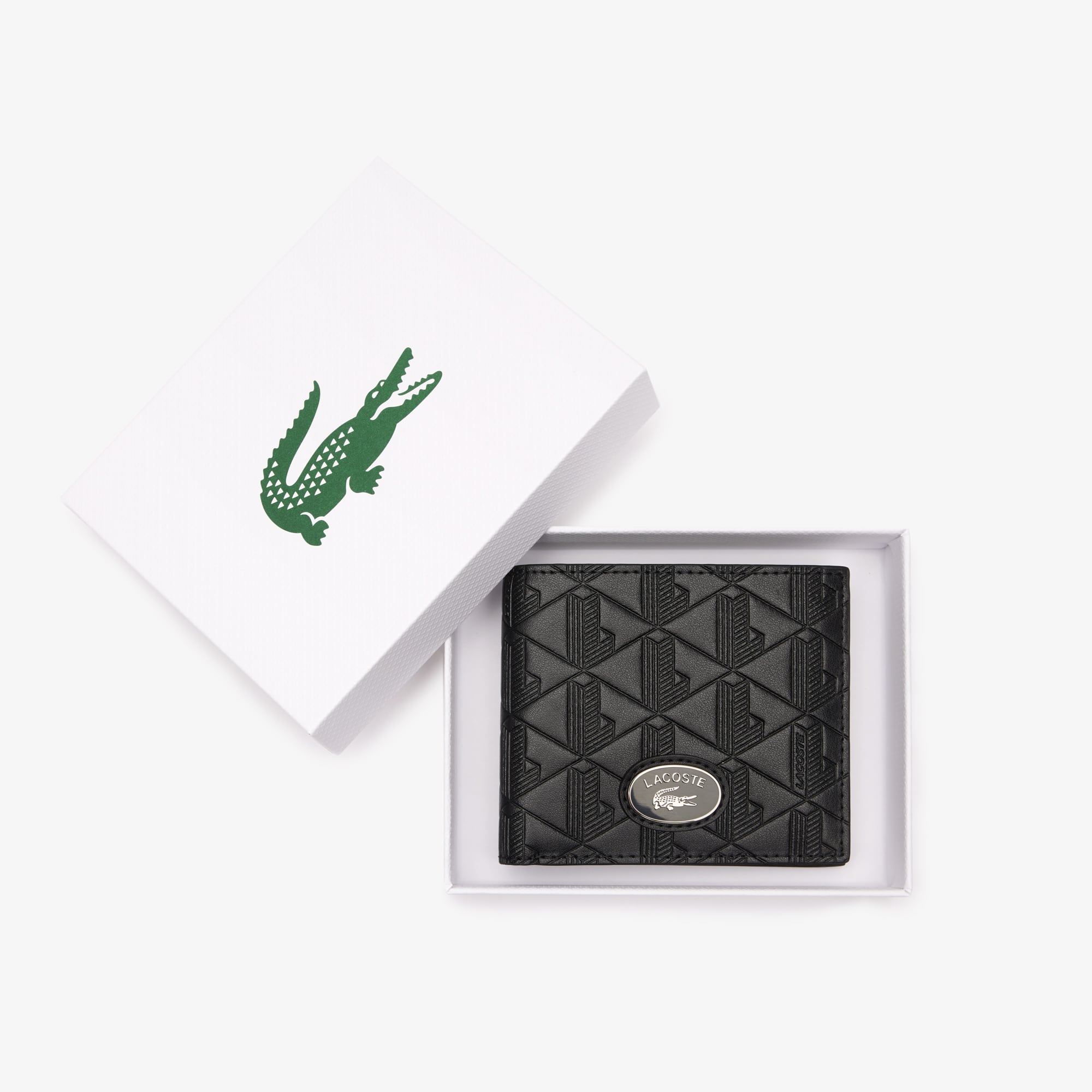 Portefeuille moyen pliable avec monogramme Portefeuilles - Noir - Lacoste - Homme