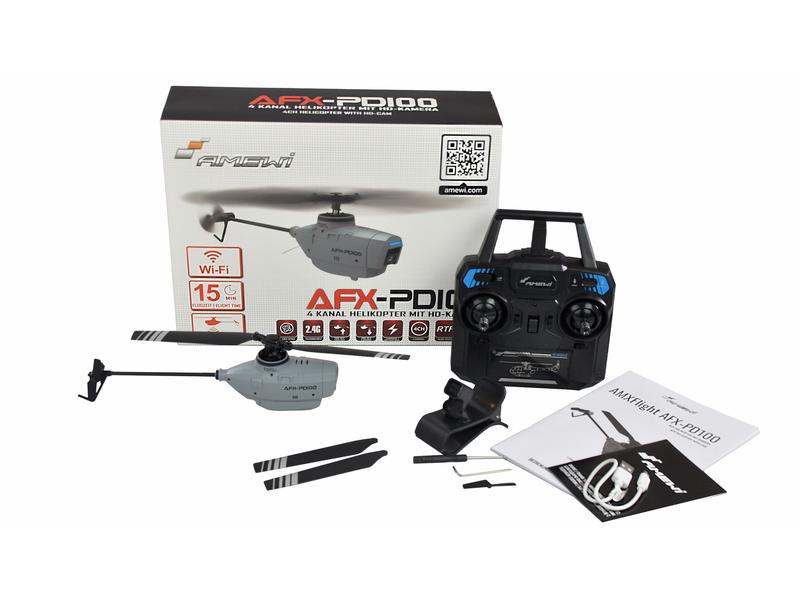 Amewi Helikopter AFX PD1000 mit Kamera, 4-Kanal RTF Single Rotor Heli mit HD-Kamera und 6G Gyro