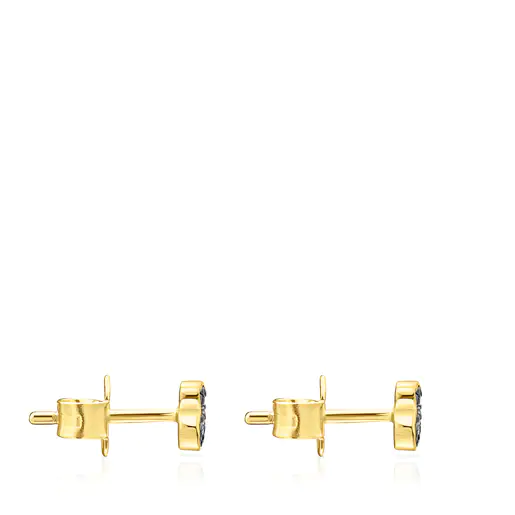 Brincos TOUS New Motif com banho de ouro 18k sobre prata e urso de diopsídio cromado