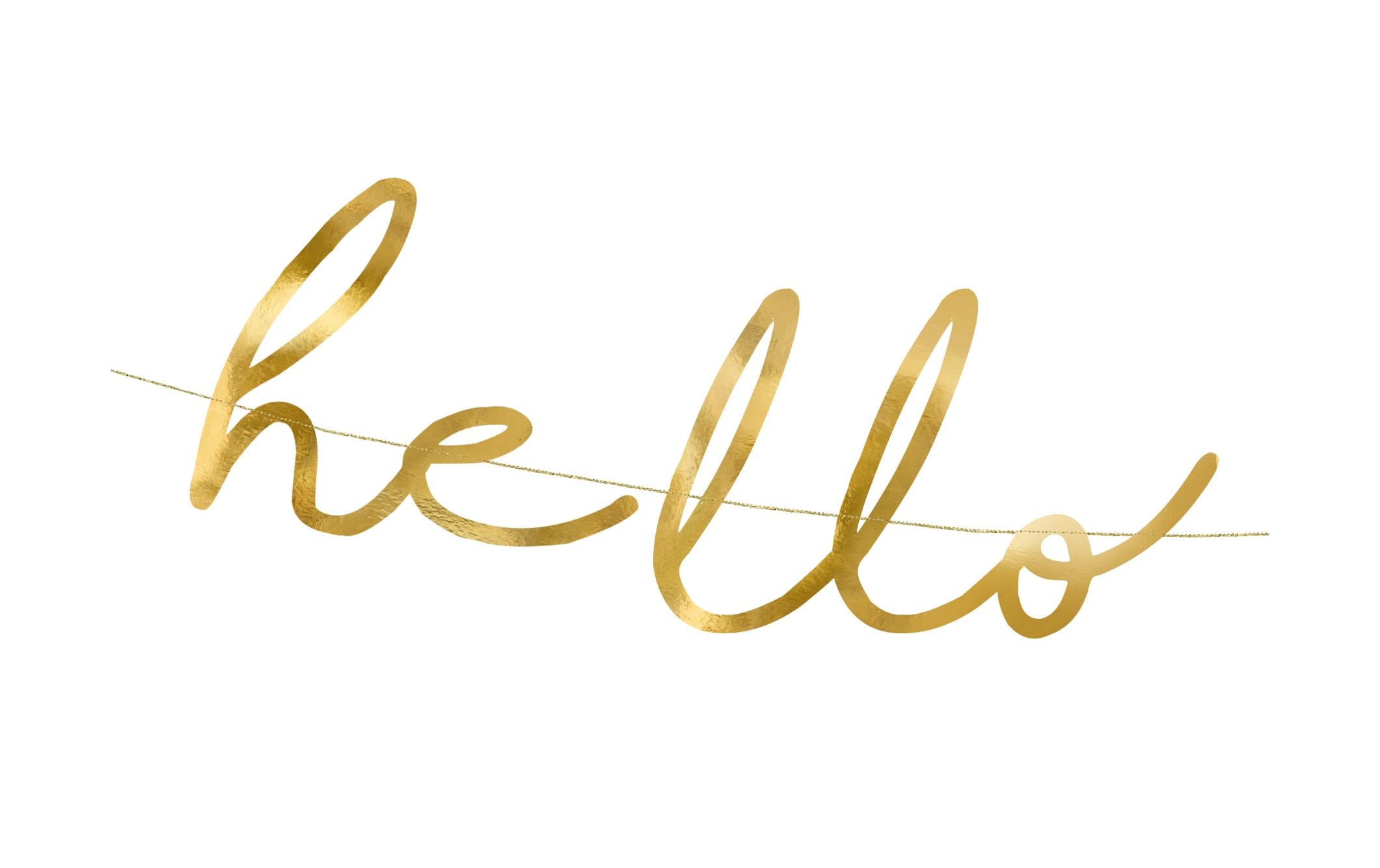 Girlande Hello Baby 0.7 m, GoldSchriftzug für Babyshower