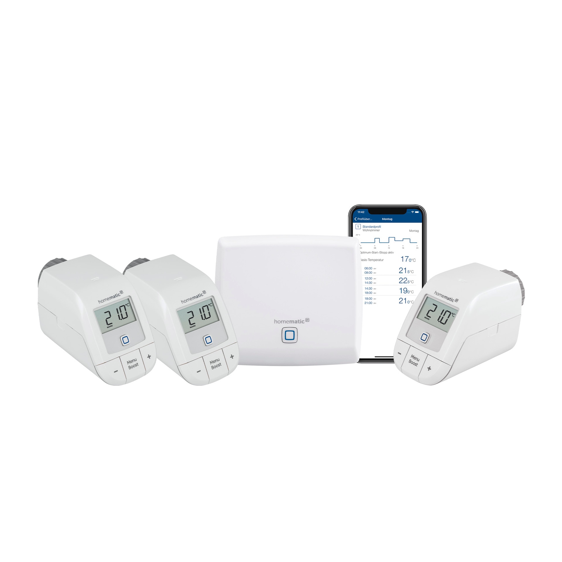 Homematic IP Heizkörperthermostat »Bundle Starter Set Heizen mit 3x Heizkörperthermostat Basic« Access Point Homematic IP Heizkörperthermostat