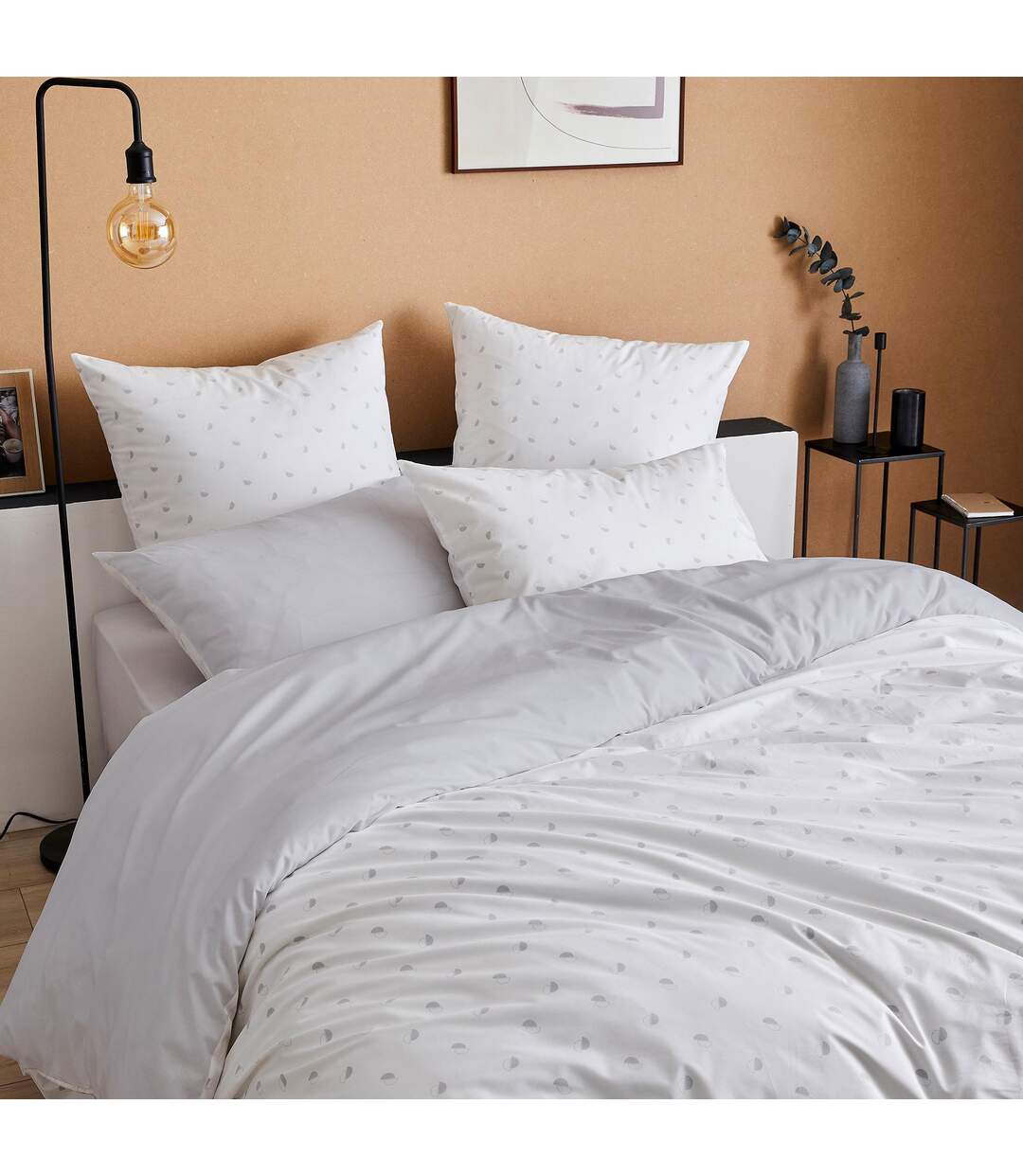 Housse de couette 260x240 cm percale coton ALEX vert Kaki
