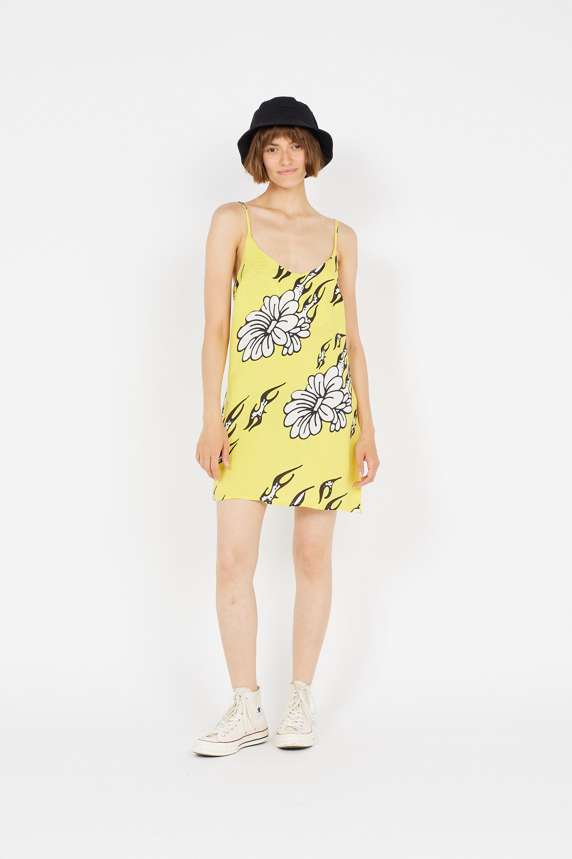 OBEY Robe FLAMIN FLOWERS Jaune
