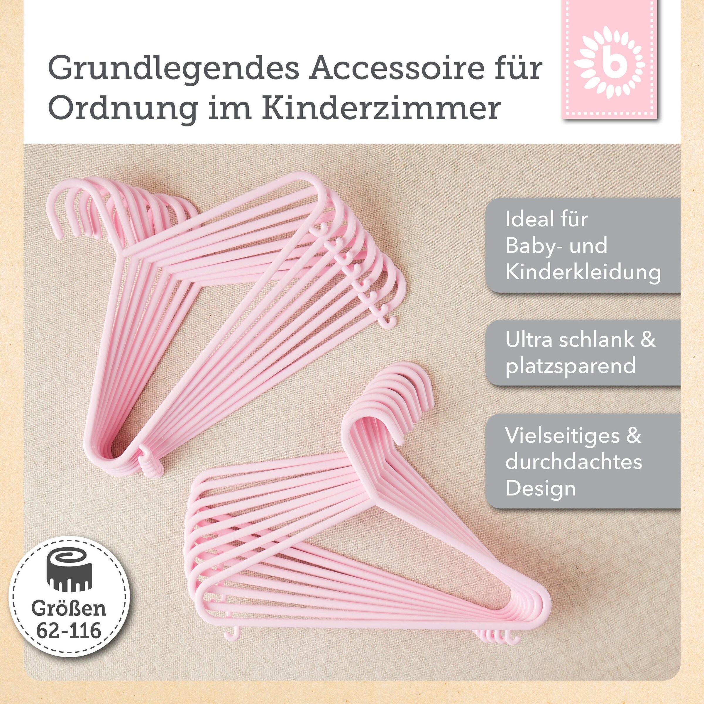 Bieco Kleiderbügel Kinder 16 St. Rosa
