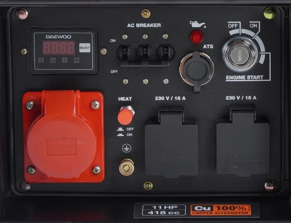 Daewoo DDAE 6000XE-3, 4500 W, 380 V, 13,5 L, Diesel, Manuel/Elektronisk, 50 Hz