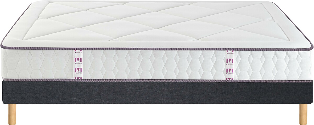 Conjunto de colchão e base de cama MERINO'S com molas, tamanho casal.