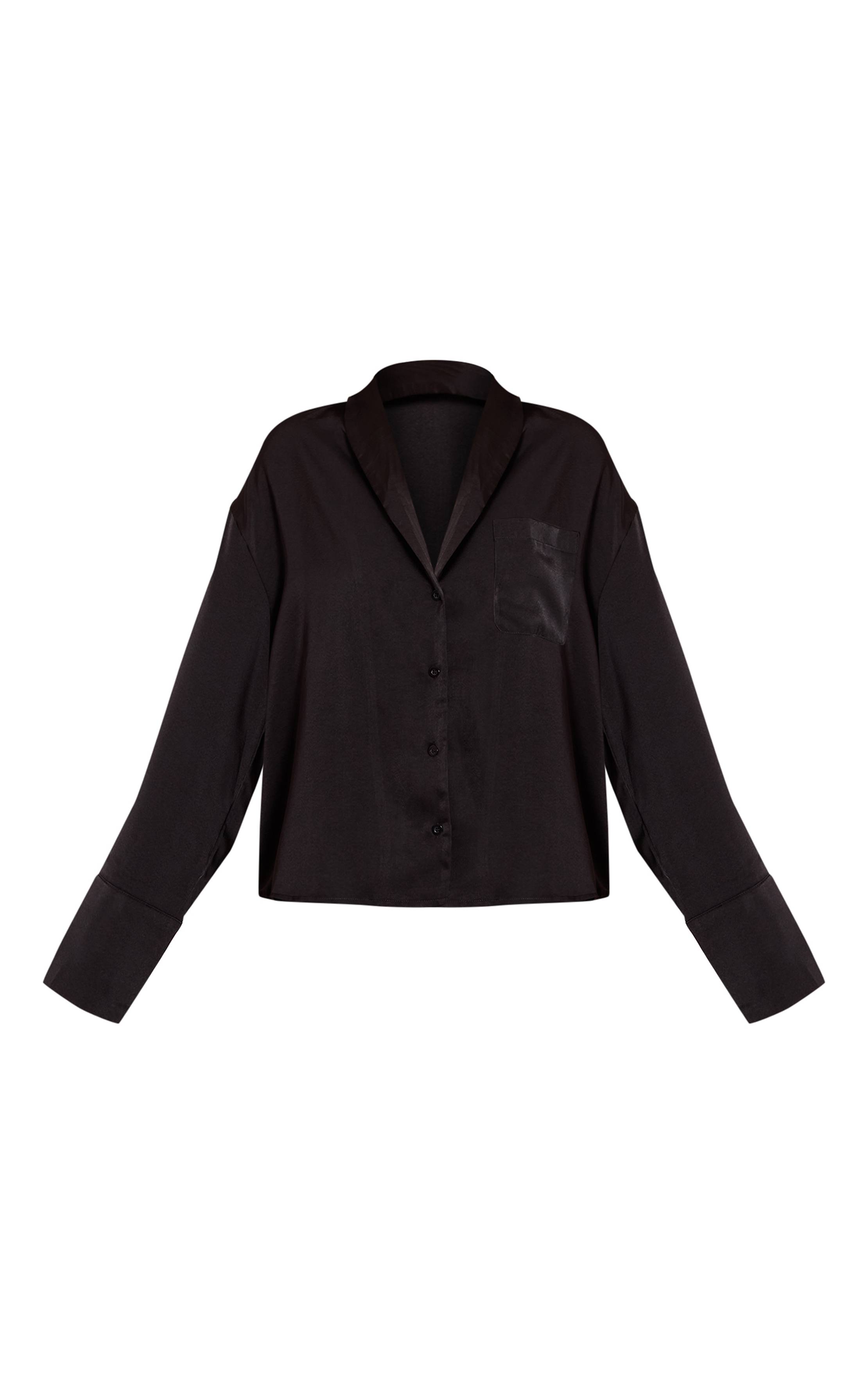 Noir Chemise À Manches Longues En Satin À Pois