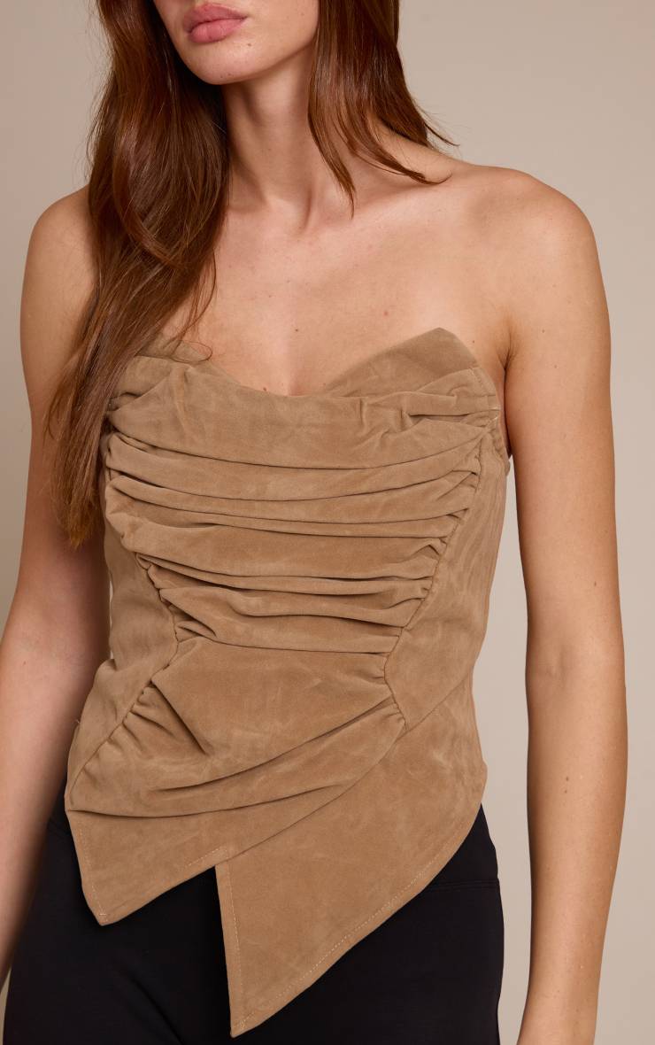 Marron Corset En Synthétique À Ourlet Asymétrique Pointu