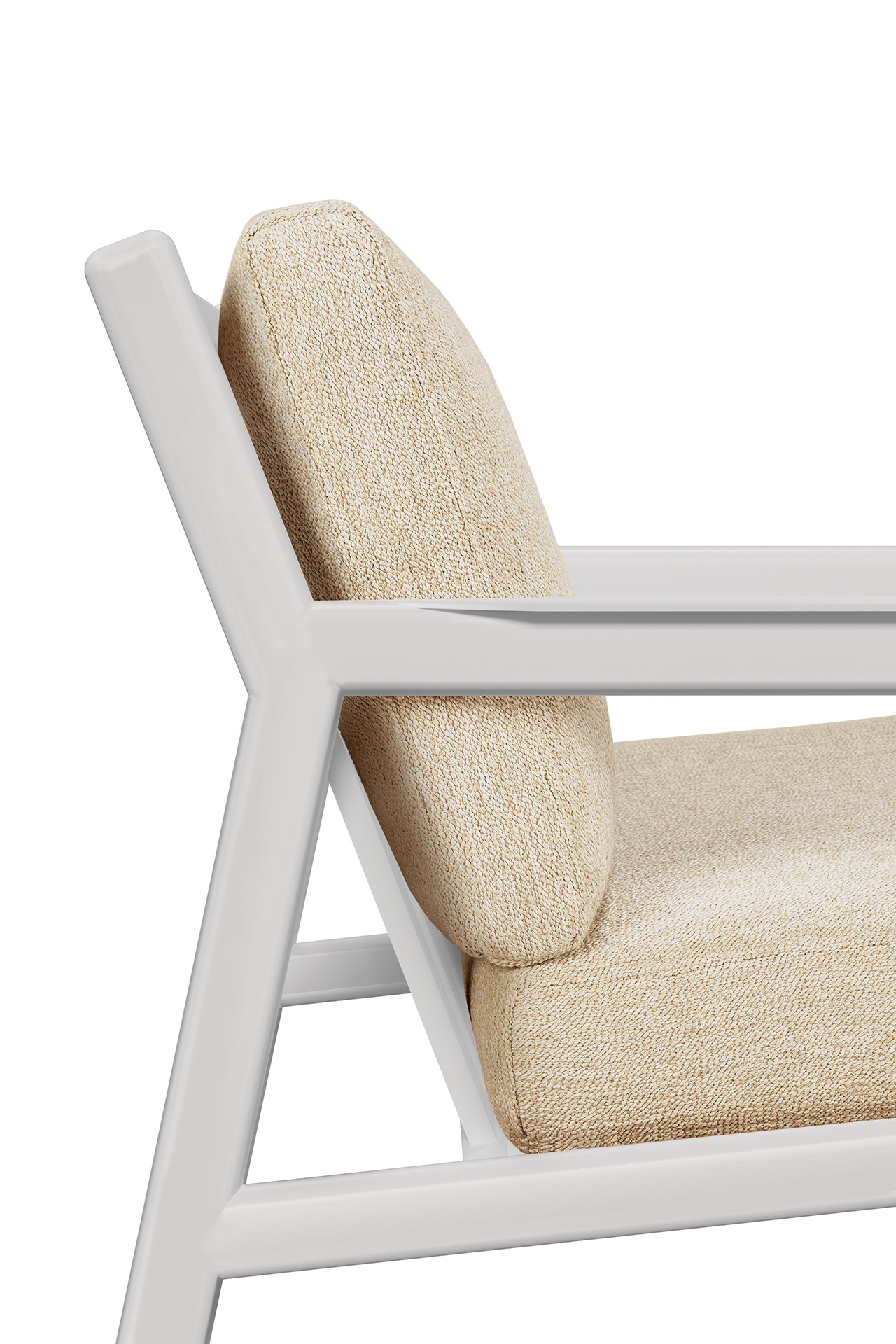 Jack loungestoel - wit aluminium - compleet - naturel kussens