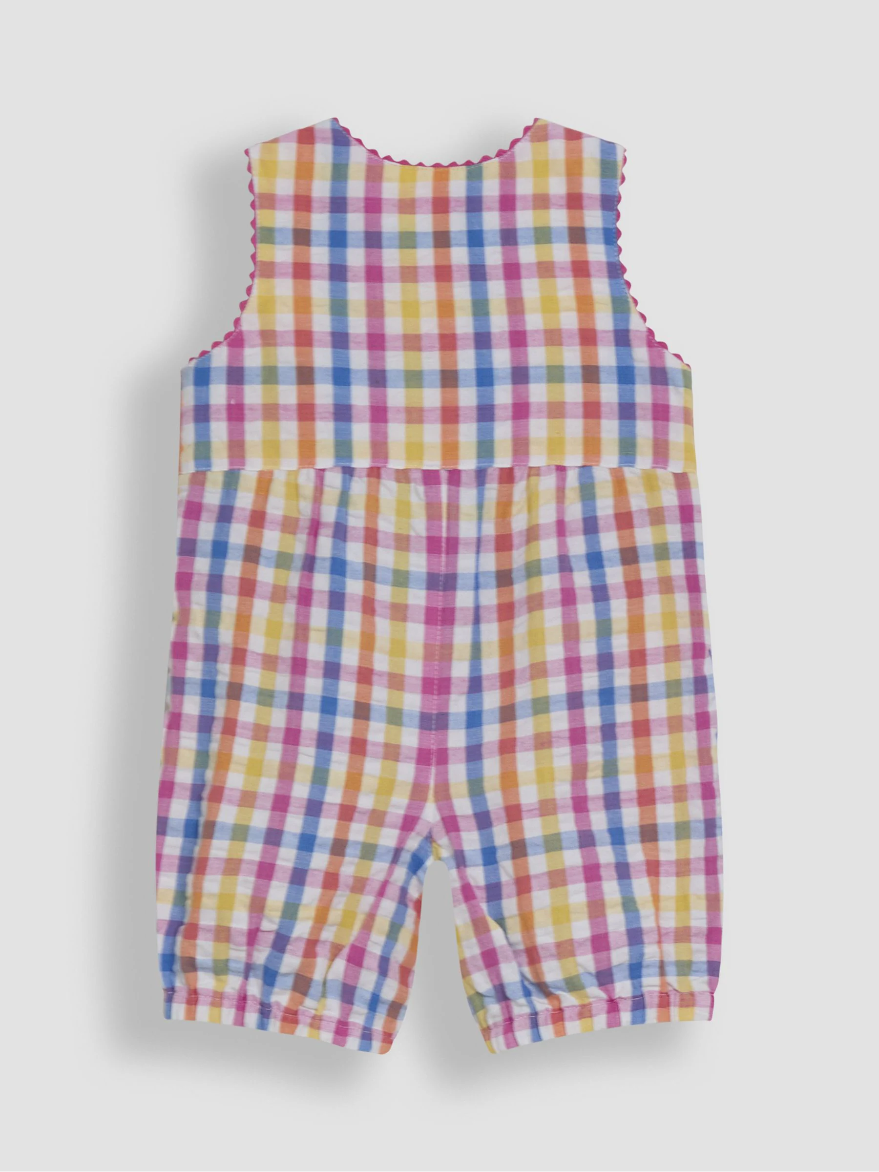 JoJo Maman Bébé Embroidered Gingham 100% Cotton Dungarees