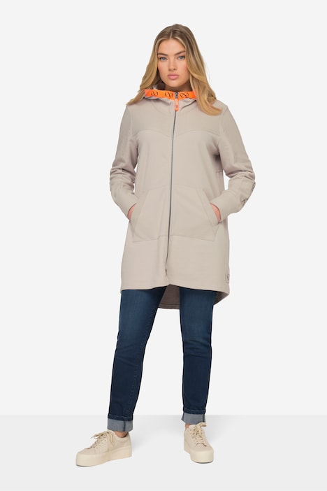 Long Sweatjacke, Kapuze, Langarm; OEKO-TEX