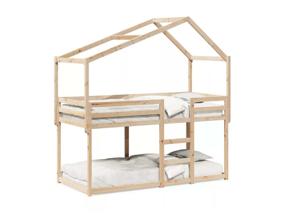 Lit superposé avec toit 75x190 cm bois de pin massif