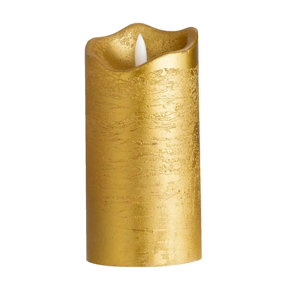 LED Kaars Rustiek - goud - 15xØ7,6 cm