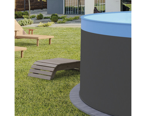 Opzetzwembadset van staalwand Planet Pool rond Ø 550x120 cm grijs incl. filtersysteem, ladder, skimmer, binnenbekleding, filterzand & aansluitslang