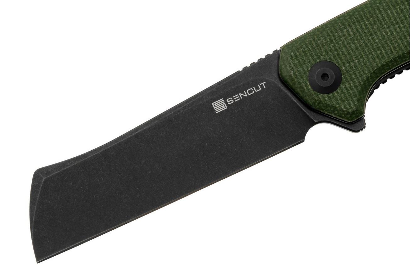 SENCUT Traxler S20057C-4, Blackwashed, Green Canvas Micarta, zakmes