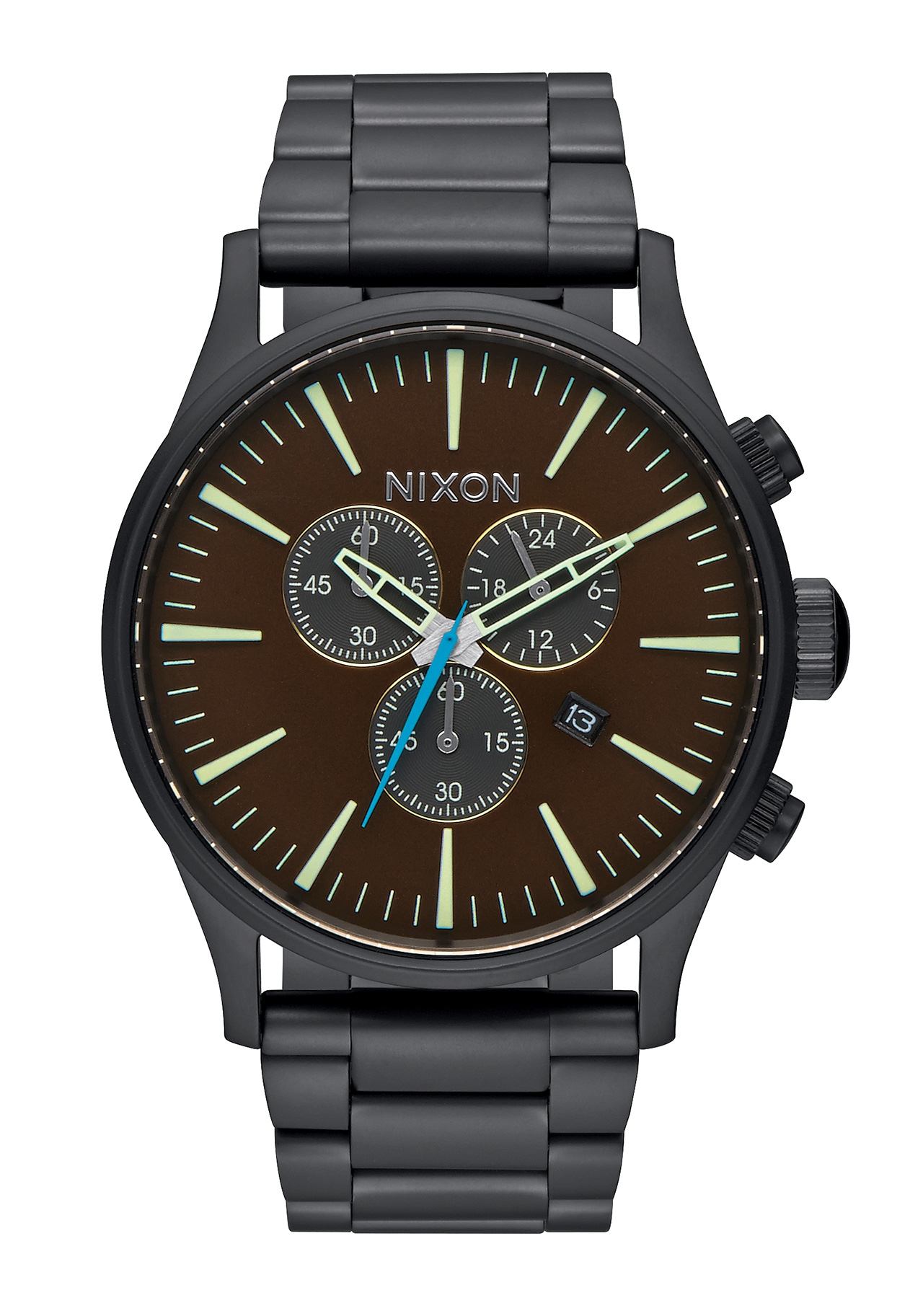Nixon The Sentry Chrono All Black Brass Brown A3862209