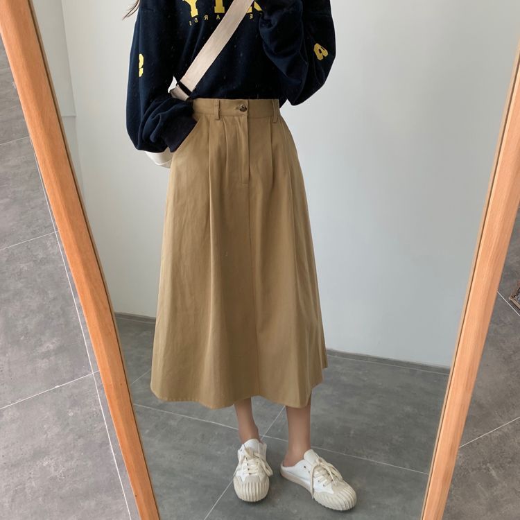 Yako - A-lijn midi-rok met hoge taille