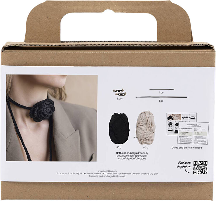 Creativ Company Mini DIY Kit Hækle, Taske med rose