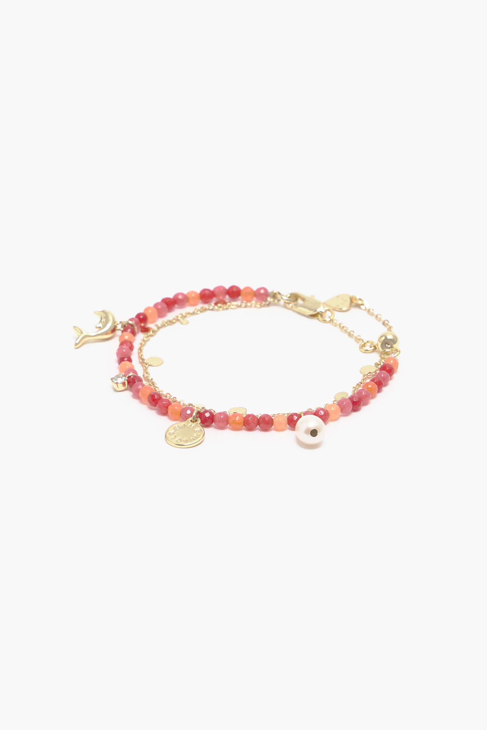 Pulseira dupla de pedra coral