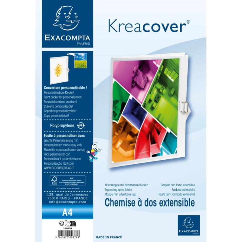 Chemise extensible sans rabat Exacompta Krea Cover® dos 13 cm couleur blanc 24 x 32 cm