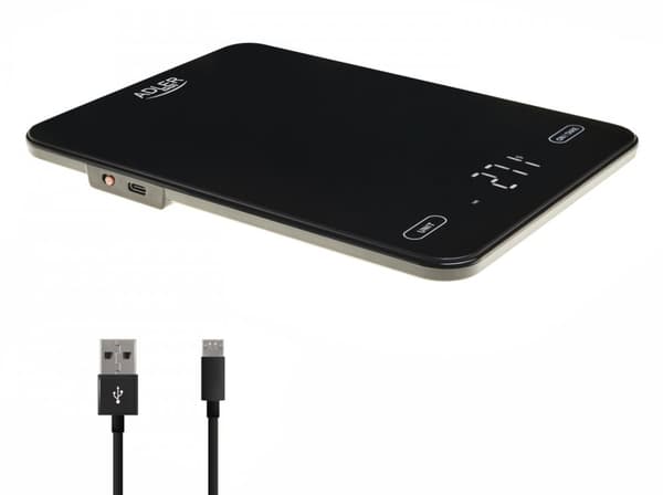 Adler AD 3177b Kjøkkenvekt 10 kg, USB-lading, svart