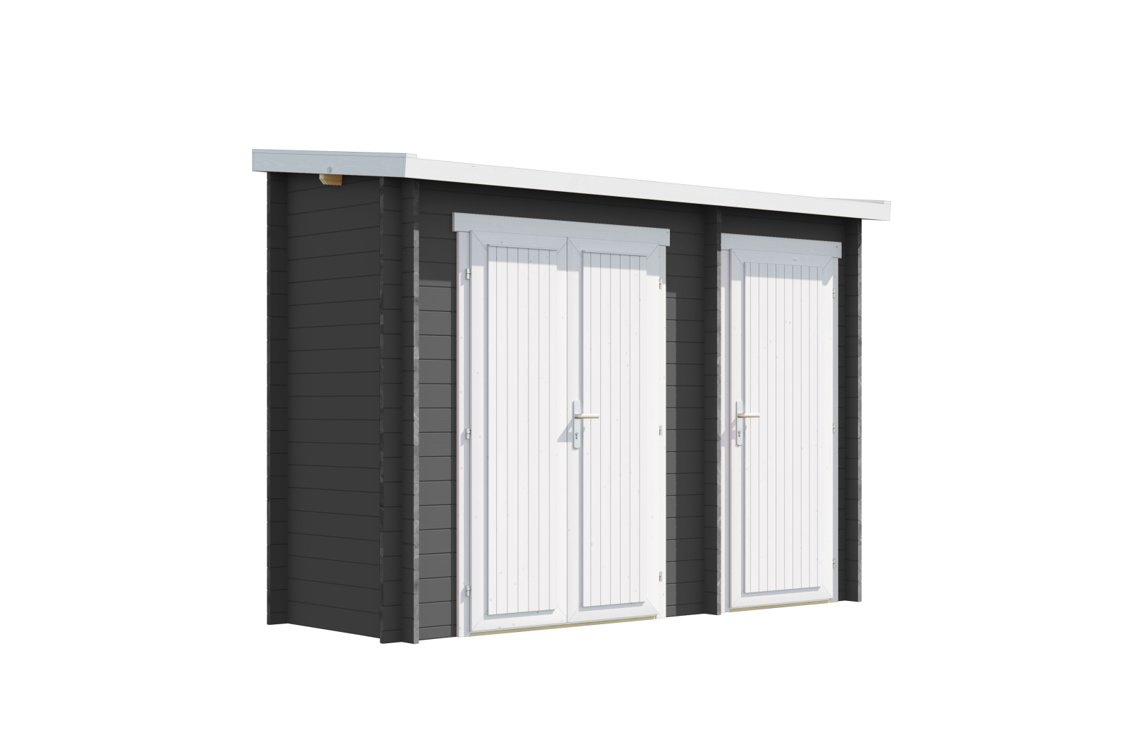 Blockbohlenhaus - carbongrau - Fichtenholz massiv - 300x105 cm