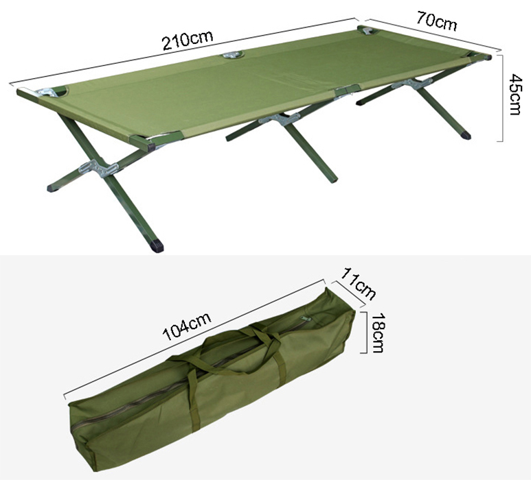 Campingbett TOSALI L - schwarz - 70x210 cm