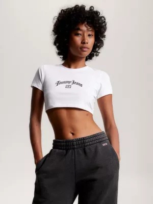 Camiseta cropped com logo