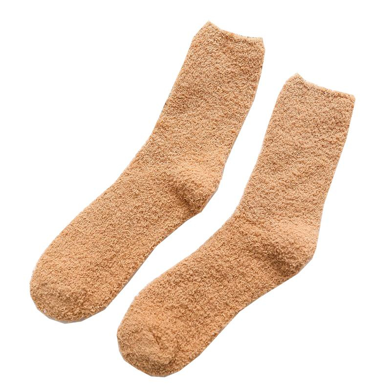 (2 Paar) Kuschel Socken Wintersocken Füsslinge Flauschige Bettsocken (One Size) - Braun
