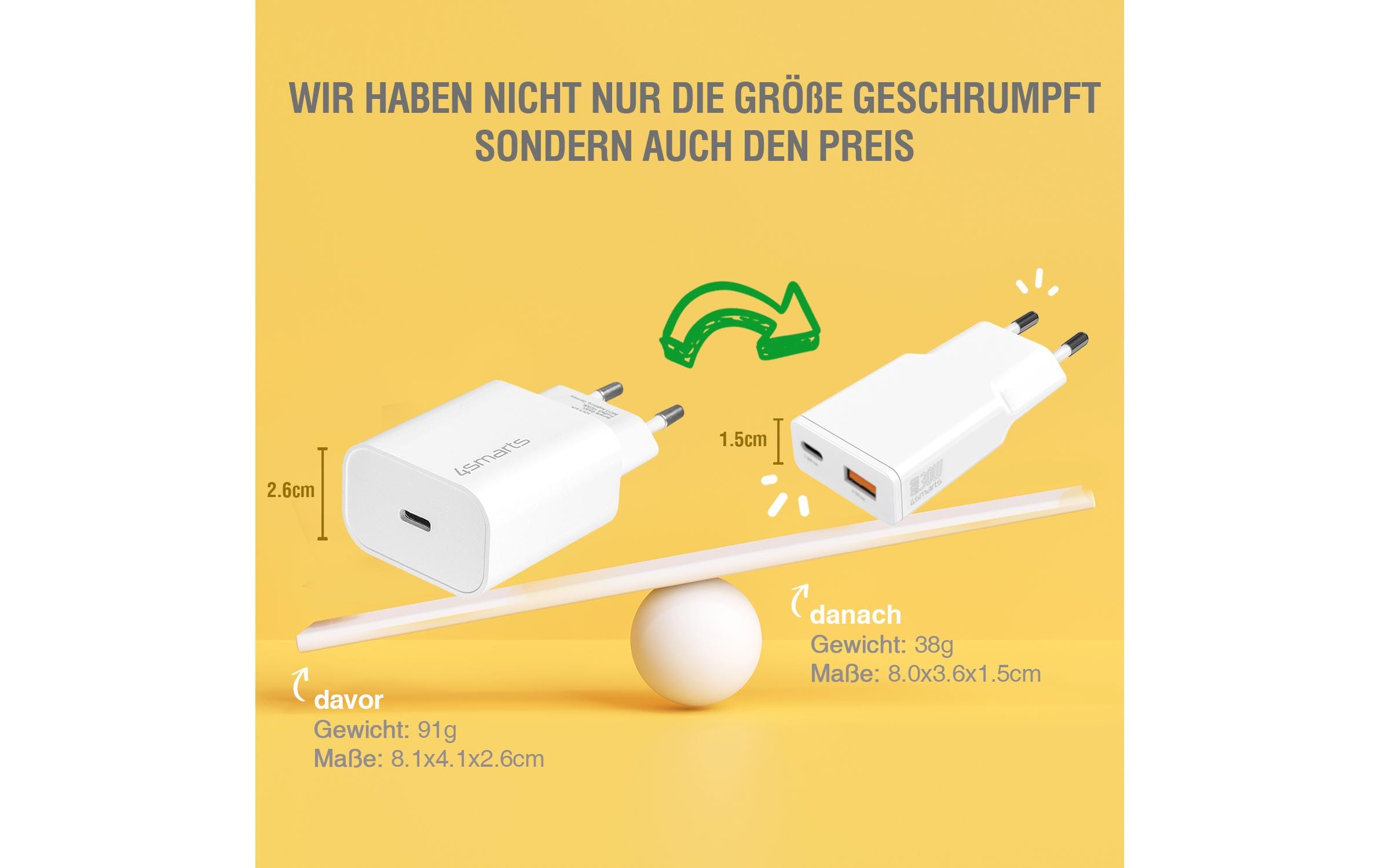 USB-Wandladegerät PDPlug Slim Duos 30 WKompakter USB-C-Ladeadapter mit GaN-Technologie
