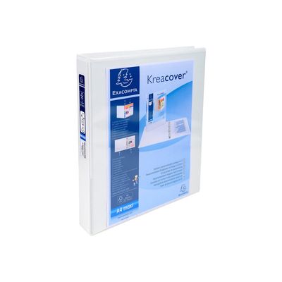 Exacompta Kreacover - Classeur à anneaux personnalisable - Dos 25 mm - A4 Maxi - blanc - 2 pochettes extérieures