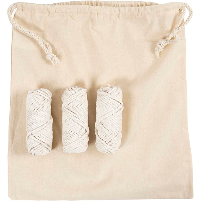 DIY Kit Makramé, Veske, hvit, 1 pk.
